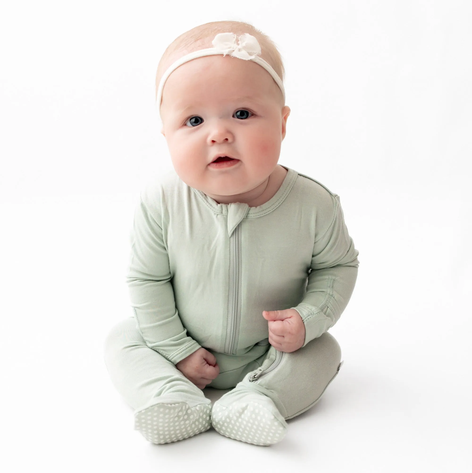 Sage Zippered Footie