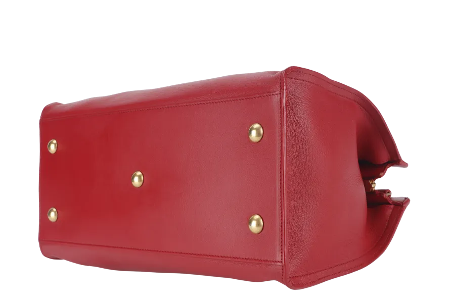 SAINT LAURENT CLASSIC Y CABAS (311210) SMALL RED LEATHER GOLD HARDWARE NO DUST COVER