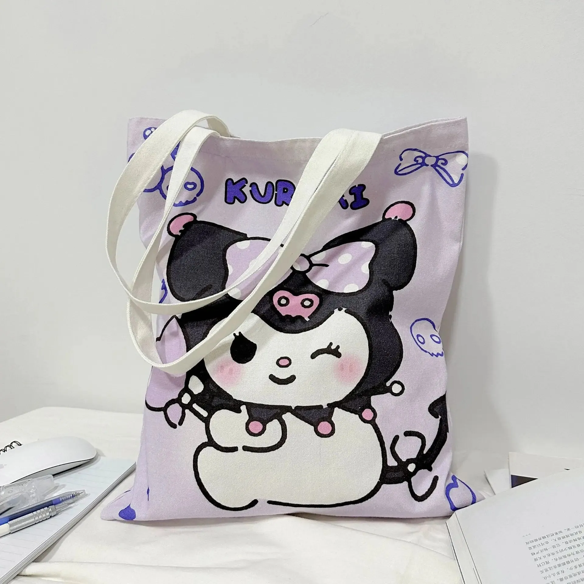 Sanrio Kuromi Shoulder Canvas Bag (Large Capacity)