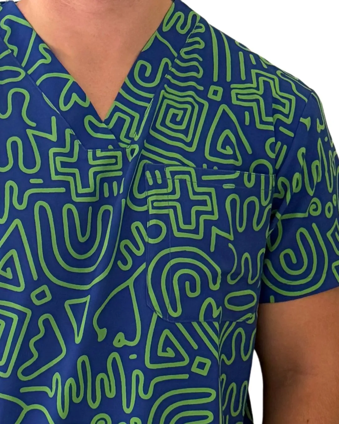 'Scribble On Scrubs' Men's Patterned Scrub Top - 4003