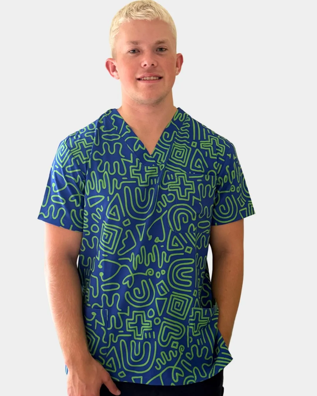 'Scribble On Scrubs' Men's Patterned Scrub Top - 4003