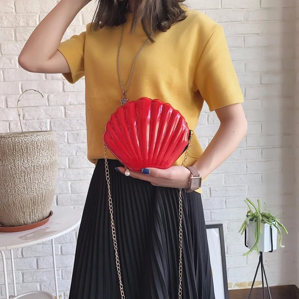 Sea Shell Clutch with Gold Chain- 6 Colors