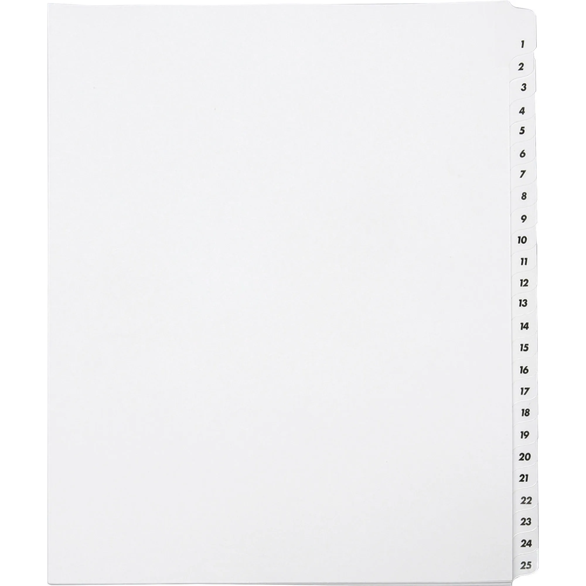 SKILCRAFT 1-25 Numeric Tab Divider Sheets