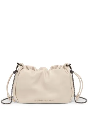 Soft leather bucket bag with chain strap
