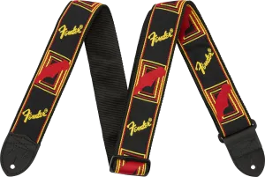 STRAP Fender® 2" Monogrammed Strap, Black/Yellow/Red