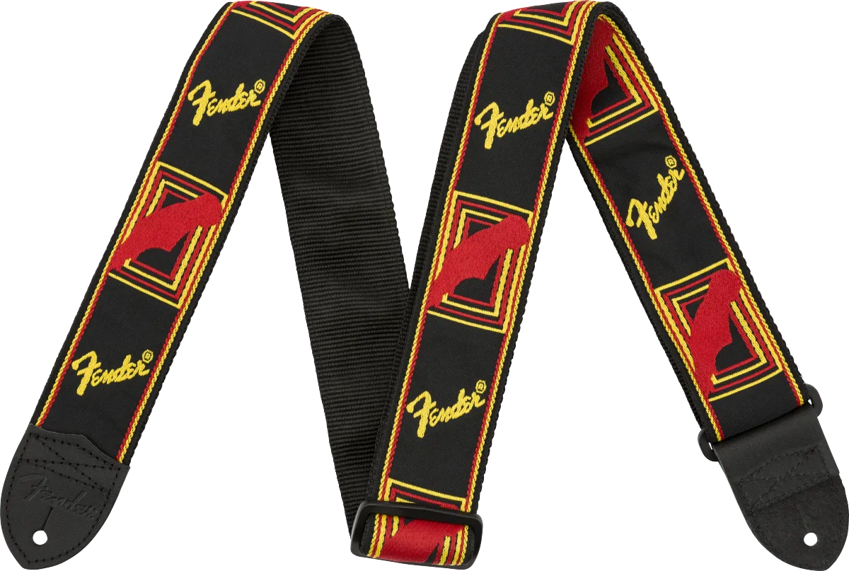 STRAP Fender® 2" Monogrammed Strap, Black/Yellow/Red