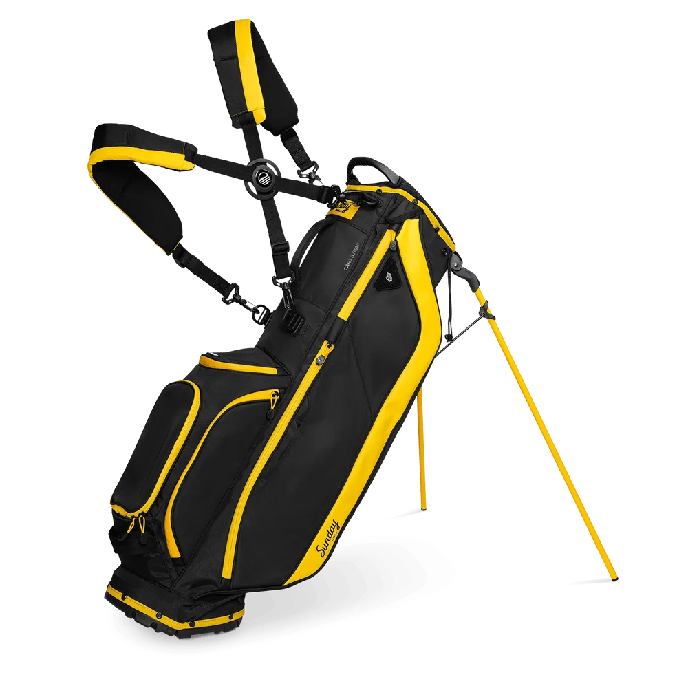Sunday Golf Ryder 23 Golf Stand Bag Black & Yellow (Bag Height 35")