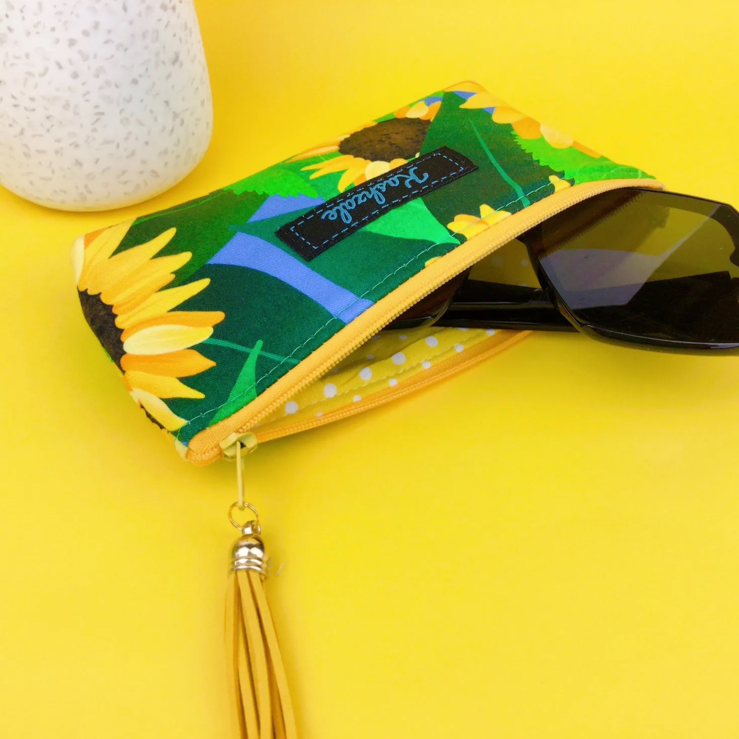 Sunny Flowers Sunglasses bag, glasses case. Kasey Rainbow Design