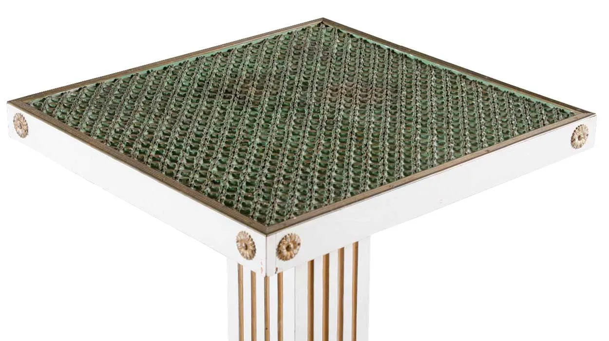 Swedish Jugendstil Painted Pine and Wallpaper Block Top Pedestal Square Side Table