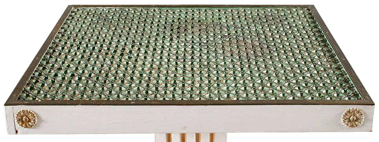 Swedish Jugendstil Painted Pine and Wallpaper Block Top Pedestal Square Side Table