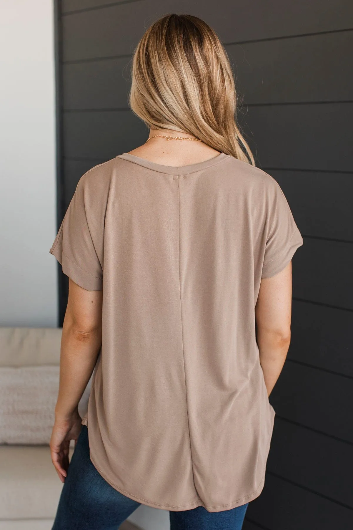 Take Me Shopping Short Sleeve Top- Taupe