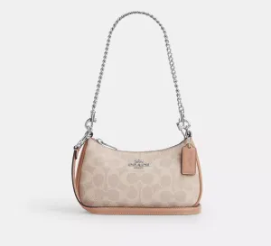 Teri Mini Crossbody Bag In Signature Canvas Sand Taupe Coach
