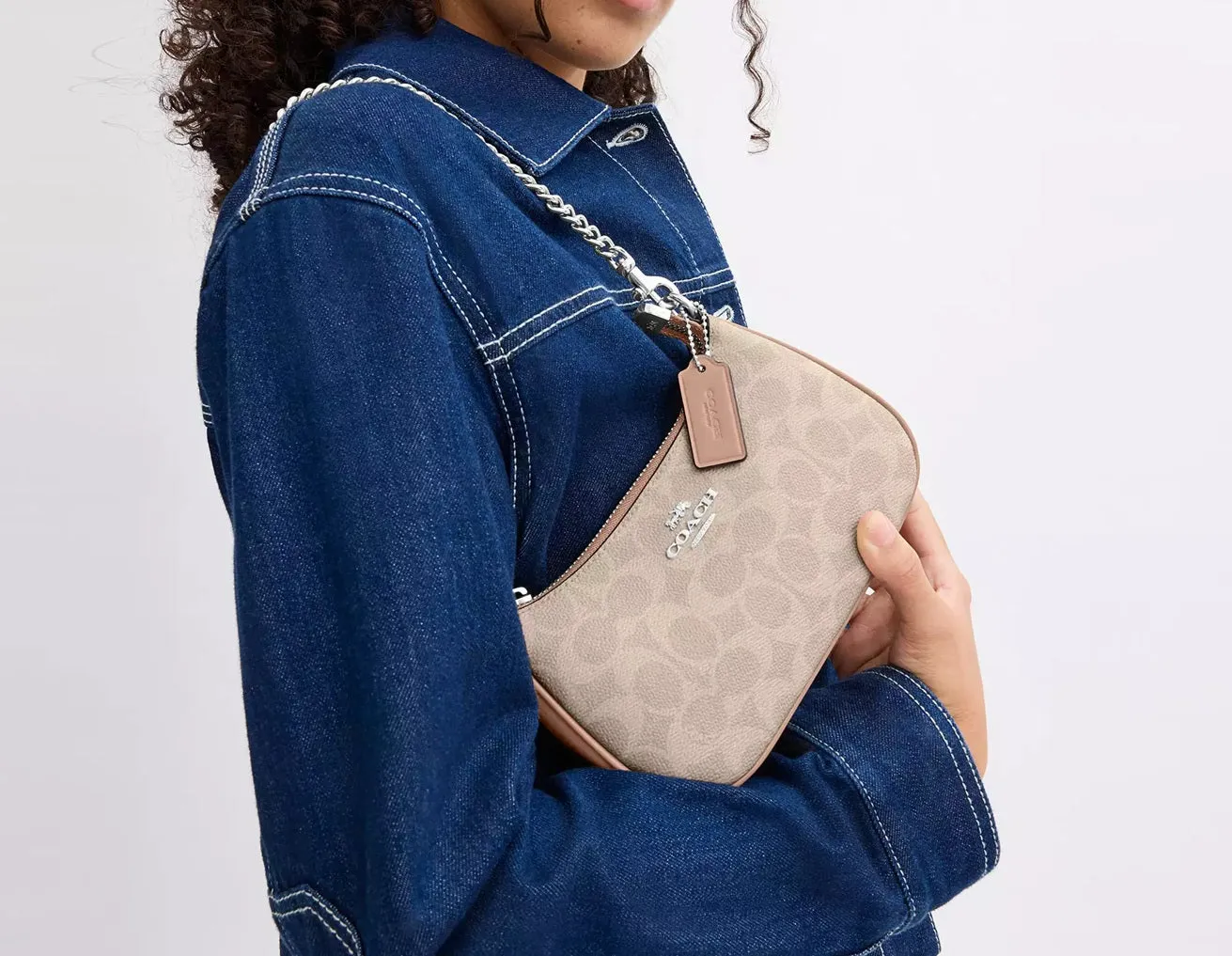 Teri Mini Crossbody Bag In Signature Canvas Sand Taupe Coach