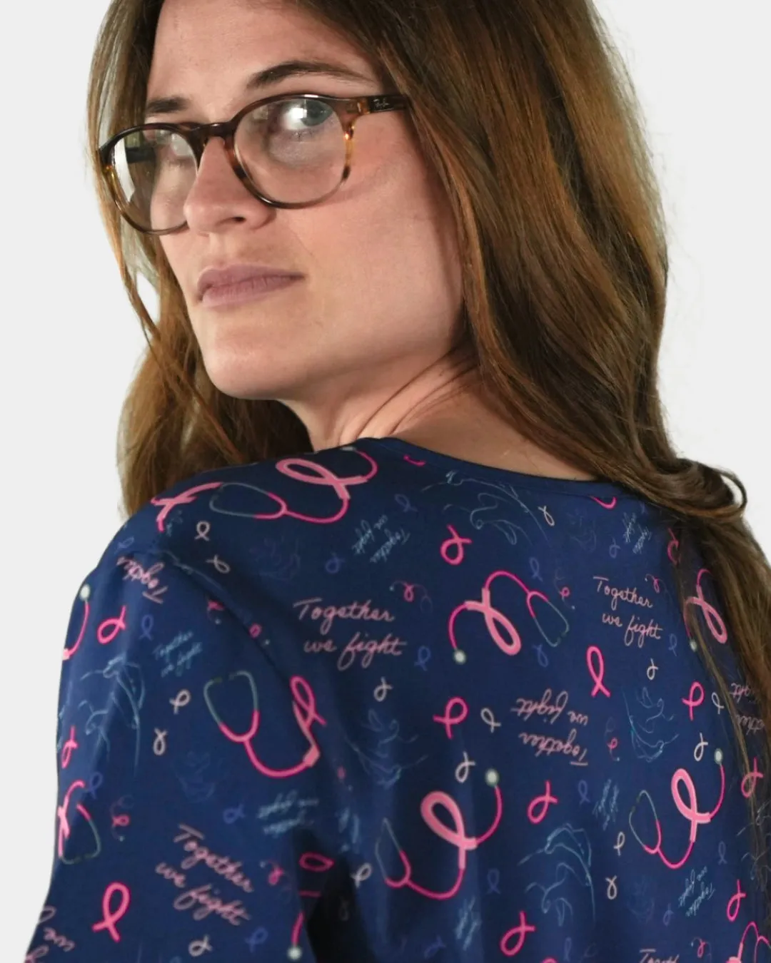 'Together We Fight' Women's Stretch Scrub Top - XS-5XL - 4002