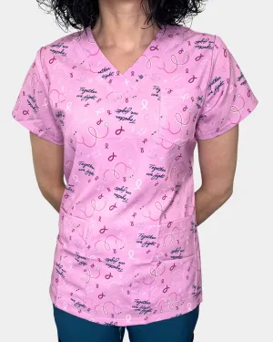 'Together We Fight' Women's Stretch Scrub Top - XS-5XL - 4002