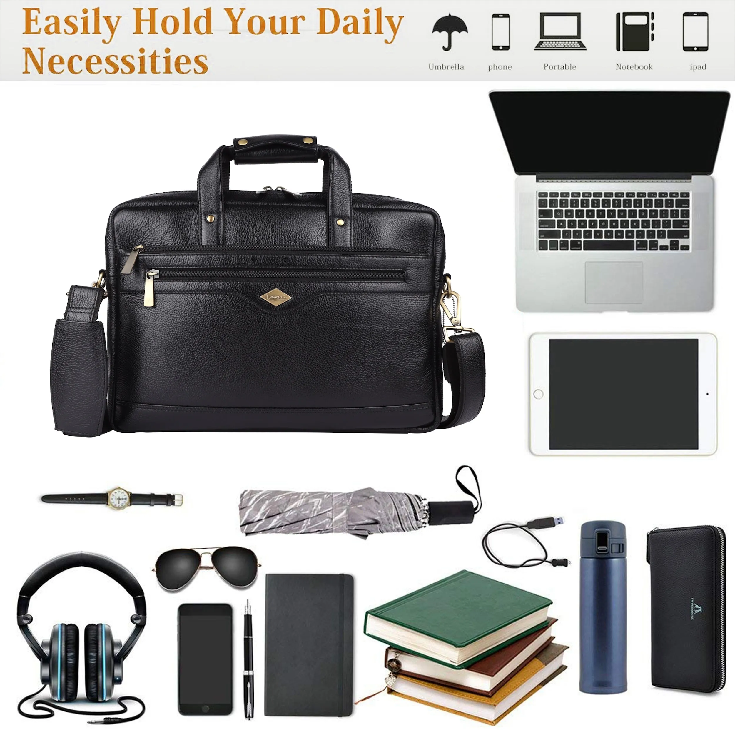 Trailblazer Classic Leather Laptop Bag #2815