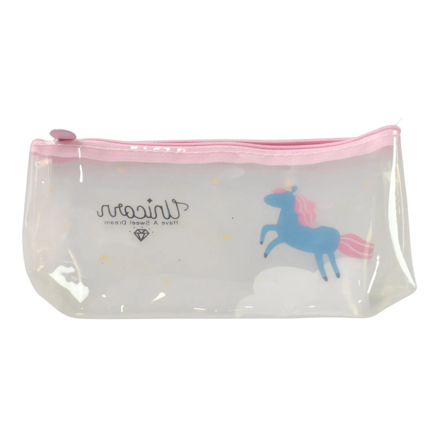 Transparent Unicorn Pencil Zip Pouch Bag (1 Pc)