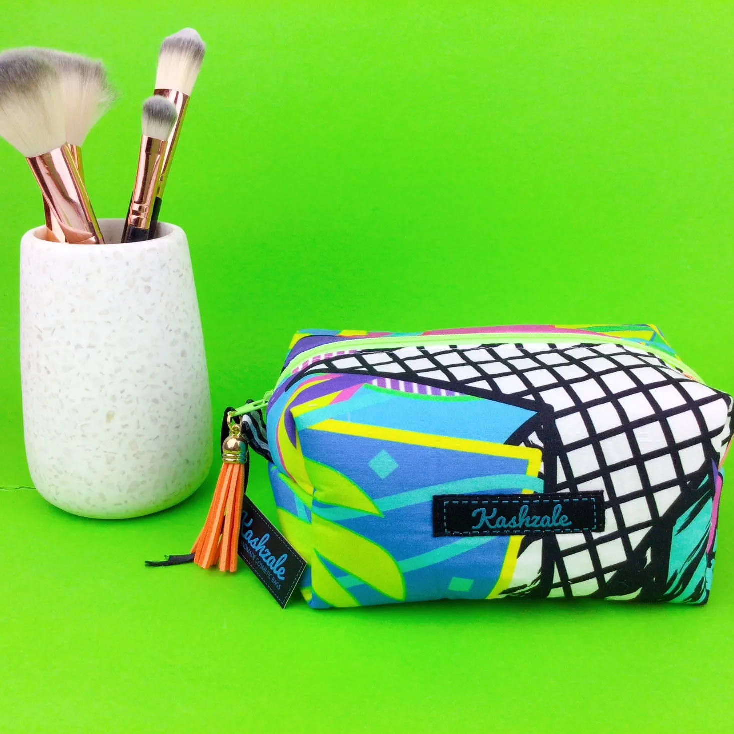 Tropical 80’s Party Medium Box Makeup Bag.