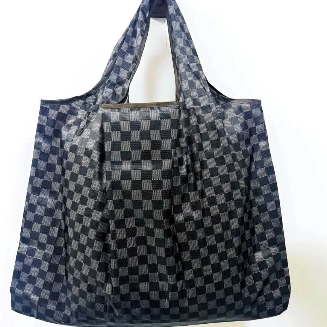 Tuck Away Chic Tote - Black Patterned Tote Bag