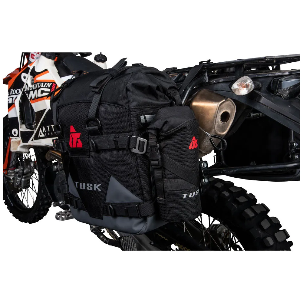 Tusk Pannier Racks with Tusk Pilot Pannier Bags and Bottle Holders
