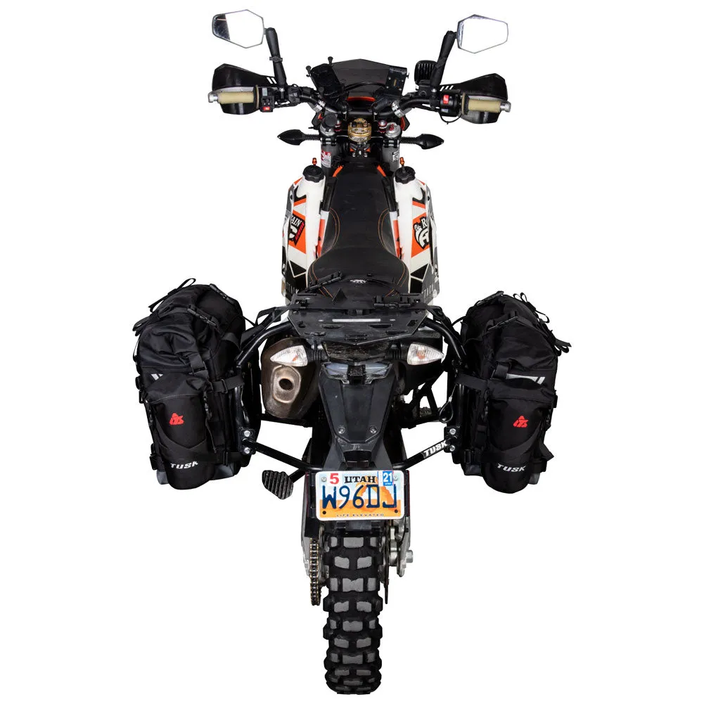 Tusk Pannier Racks with Tusk Pilot Pannier Bags and Bottle Holders