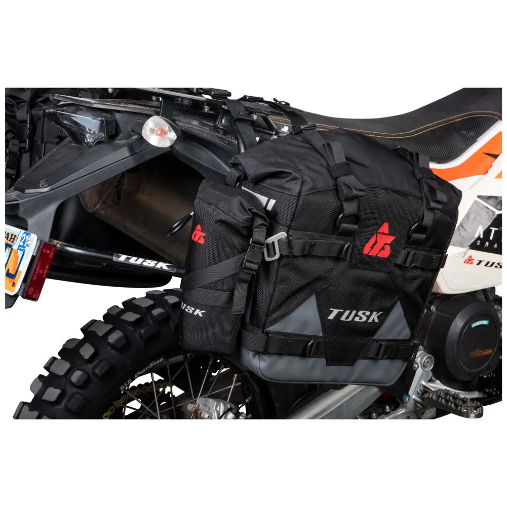 Tusk Pannier Racks with Tusk Pilot Pannier Bags and Bottle Holders