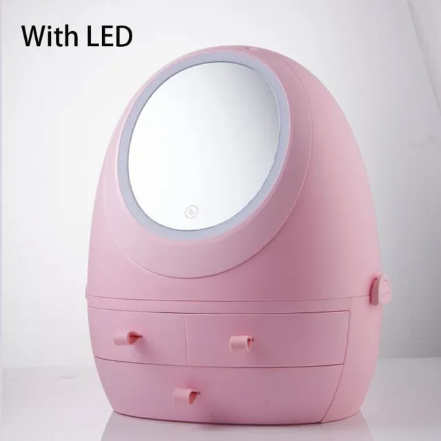 USB Makeup Storage Box with LED Light Cosmetic Skin Care Products Drawers Holder Portable Organizer Container
