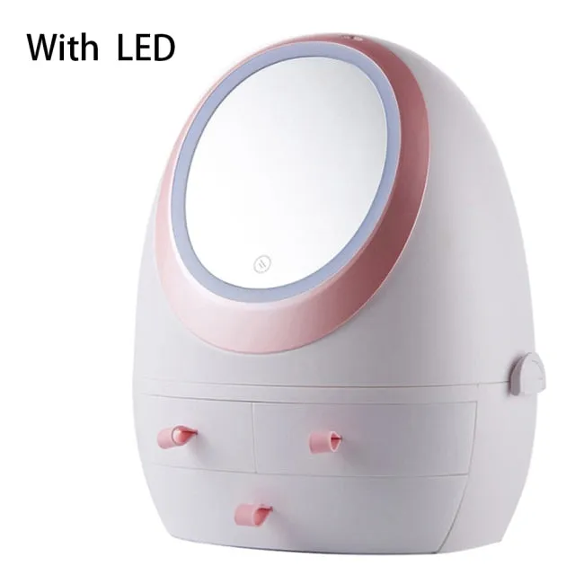 USB Makeup Storage Box with LED Light Cosmetic Skin Care Products Drawers Holder Portable Organizer Container