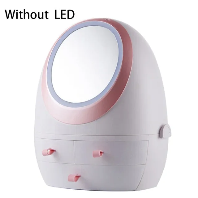 USB Makeup Storage Box with LED Light Cosmetic Skin Care Products Drawers Holder Portable Organizer Container