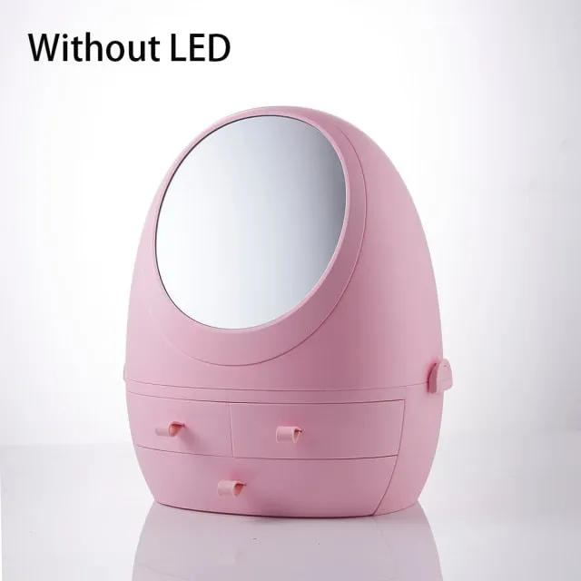 USB Makeup Storage Box with LED Light Cosmetic Skin Care Products Drawers Holder Portable Organizer Container