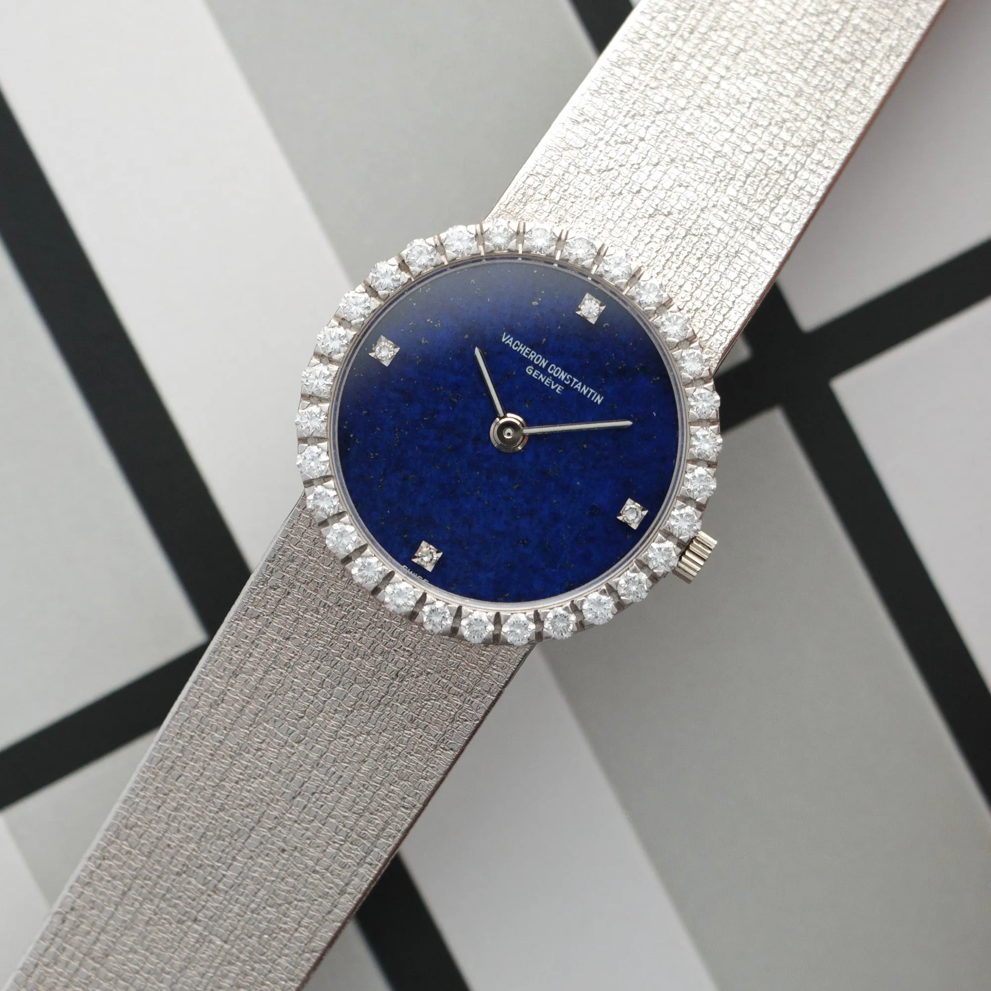 Vacheron Constantin White Gold Lapis Diamond Watch, 1970s