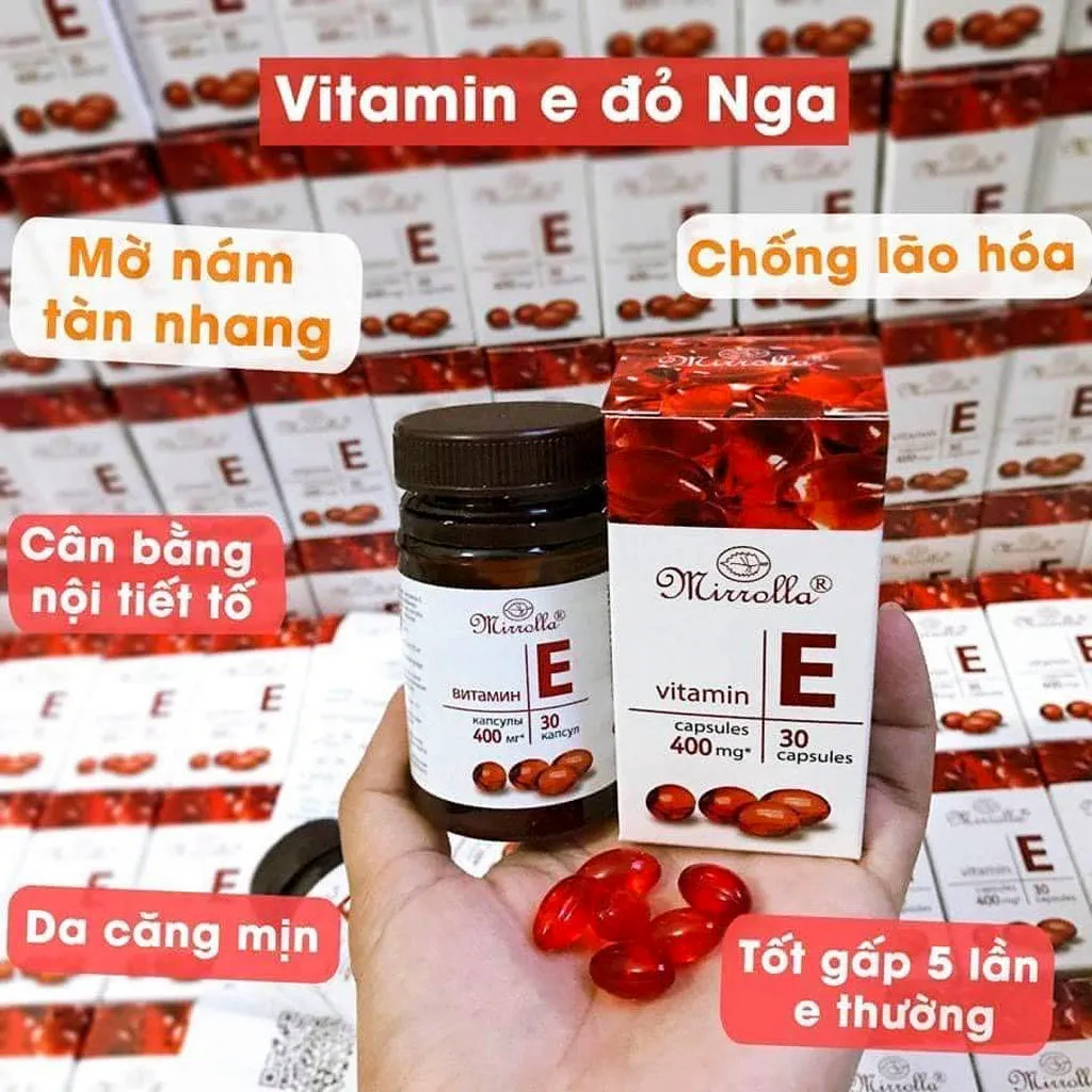 Viên Uống Vitamin E Đỏ Mirrolla 400mg của Nga 30 viên