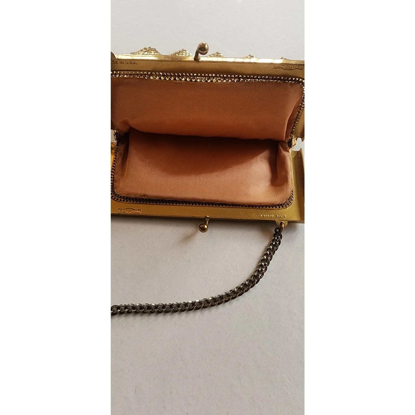 Vintage 40s Gold Mesh Hand Bag Whiting & Davis Art Deco Frame