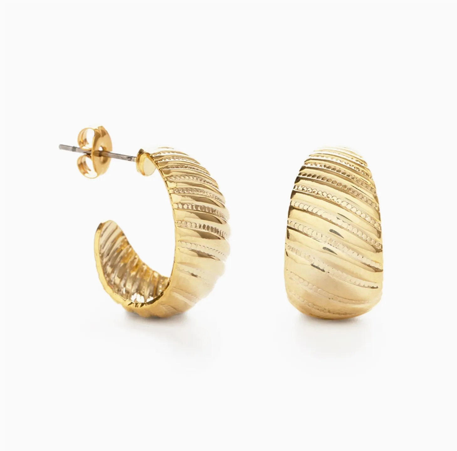 Vintage Beaded Shell Hoop Earrings
