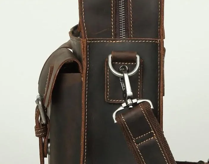 Vintage Crazy Horse Leather Briefcase with 15.6 inches Laptop Sleeve