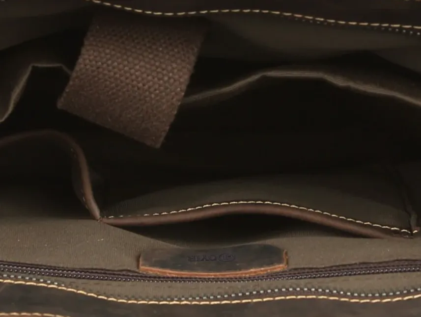 Vintage Crazy Horse Leather Briefcase with 15.6 inches Laptop Sleeve