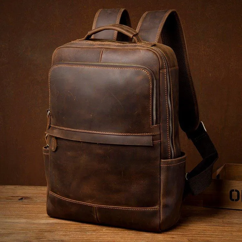 Vintage Leather Backpack Laptop for Travel