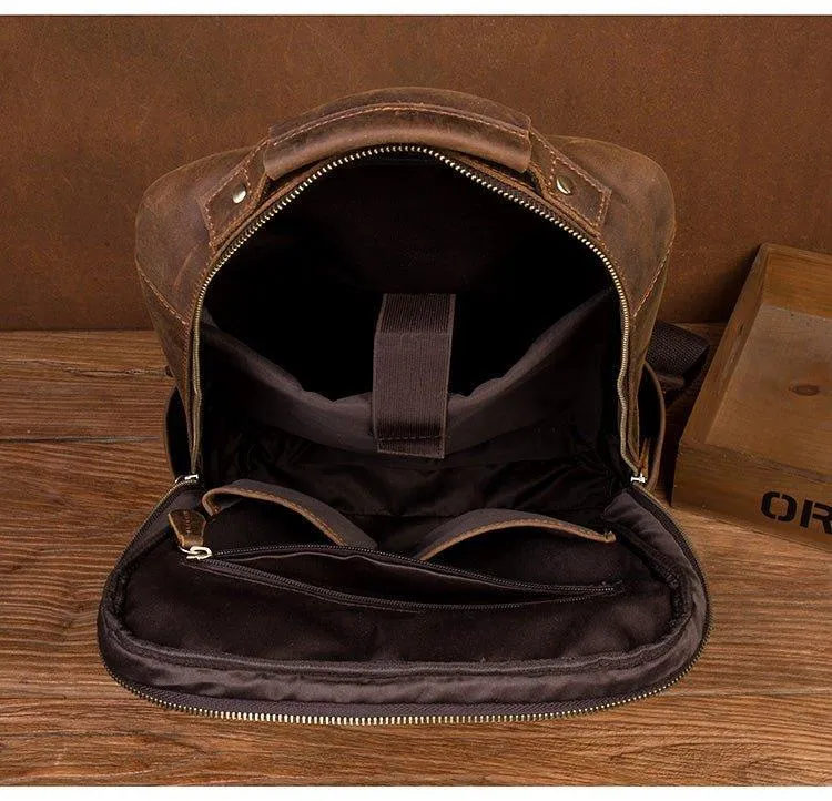 Vintage Leather Backpack Laptop for Travel