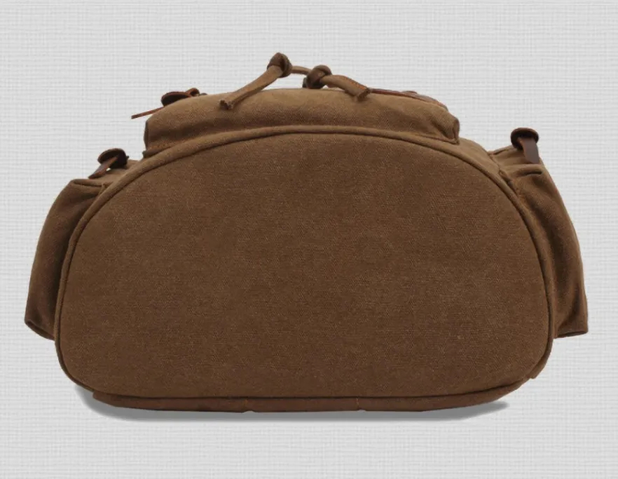 Vintage Leather Saddle Canvas Rucksack 15.6 inches Computer Backpack