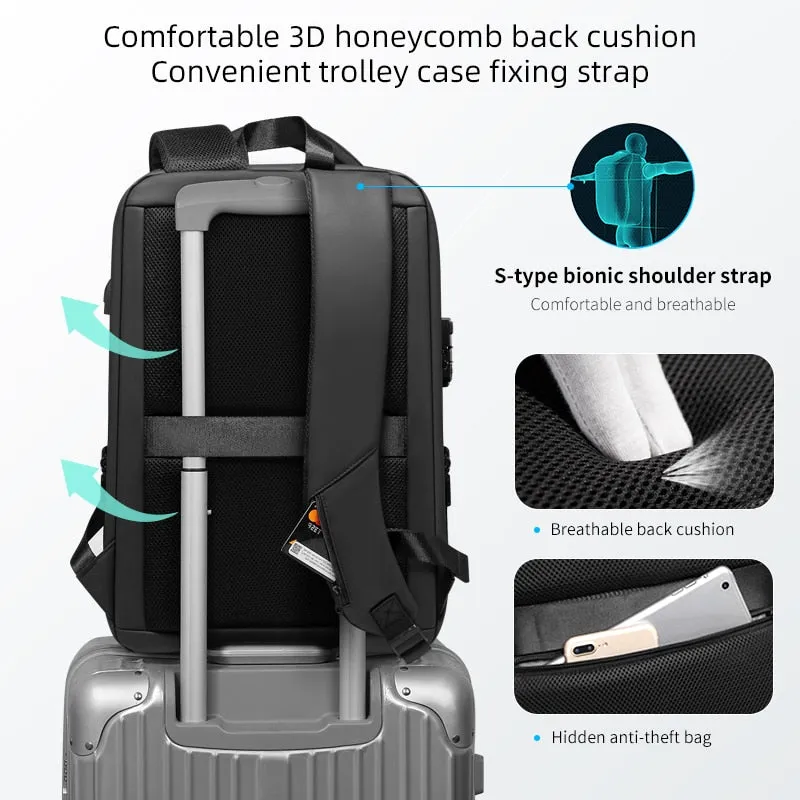 Waterproof Expandable Travel Backpack Hard Side Backpack, Black/Gray