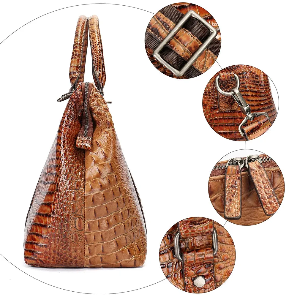 WESTAL Travel Bags Foldable Crocodile Skin Soft Cowhide Leather Business Weekend Duffel Bags Shoulder Bag Handbag Luggage Bag