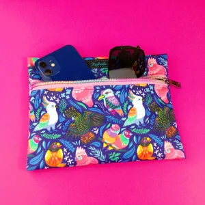 Wet Bag Small Navy Parrot Print