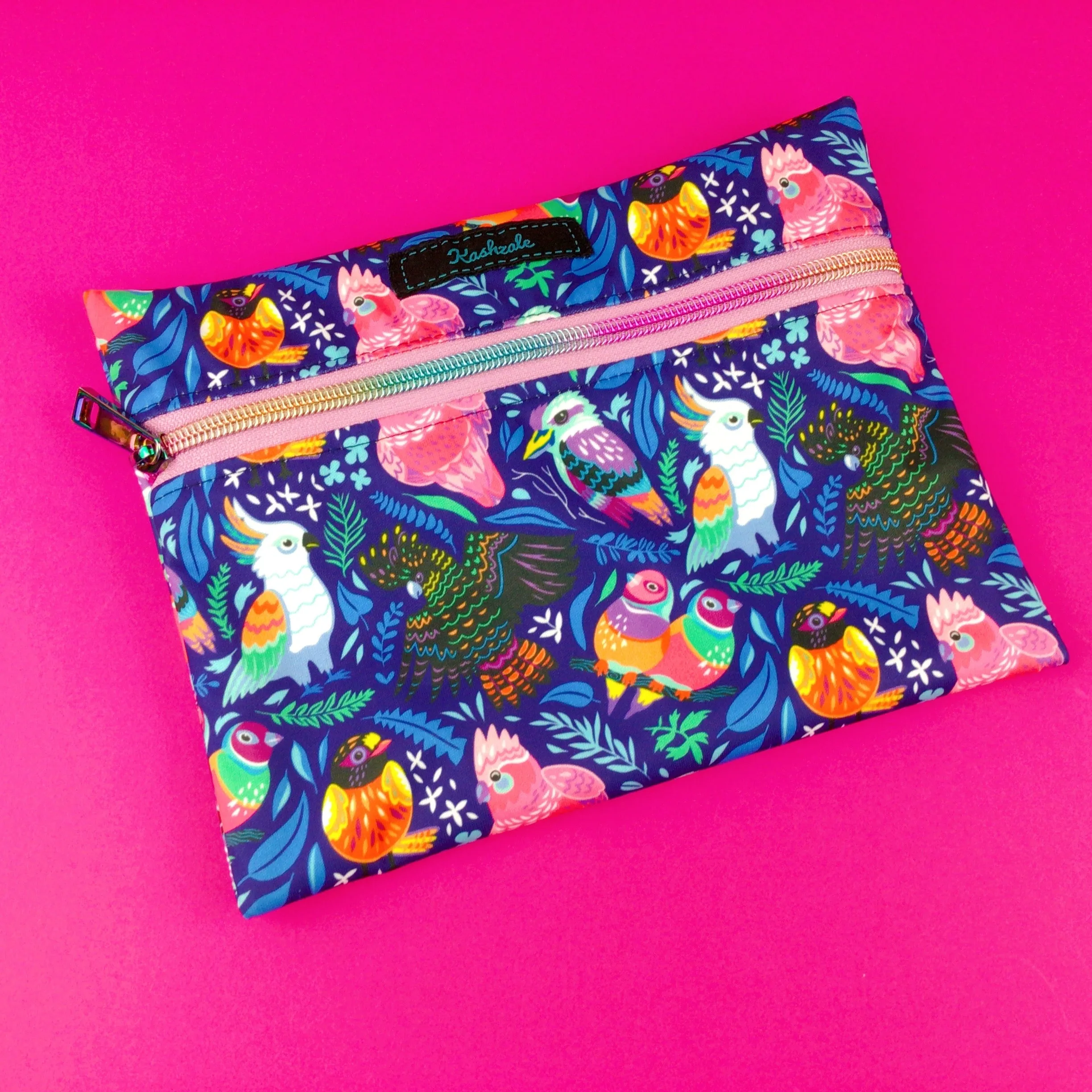 Wet Bag Small Navy Parrot Print
