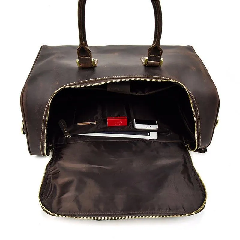 Woosir Crazy Horse Leather Vintage Luggage Duffle Bag