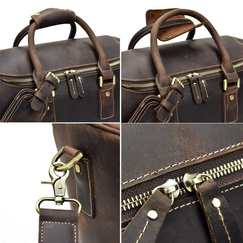 Woosir Crazy Horse Leather Vintage Luggage Duffle Bag