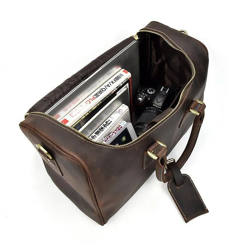 Woosir Crazy Horse Leather Vintage Luggage Duffle Bag