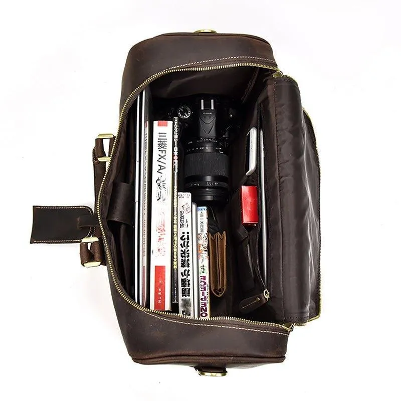 Woosir Crazy Horse Leather Vintage Luggage Duffle Bag