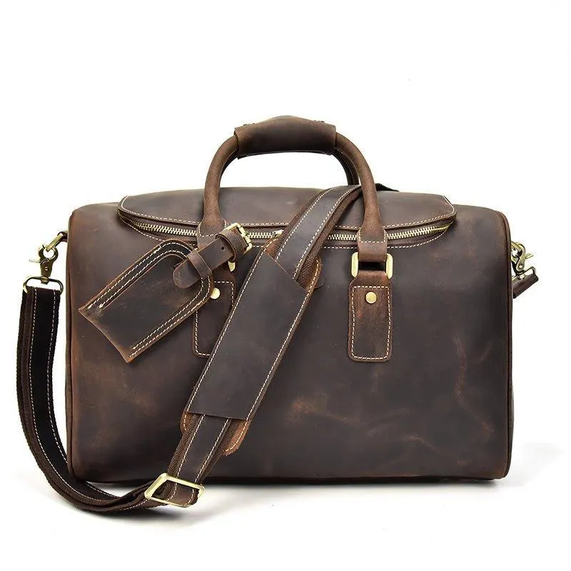 Woosir Crazy Horse Leather Vintage Luggage Duffle Bag