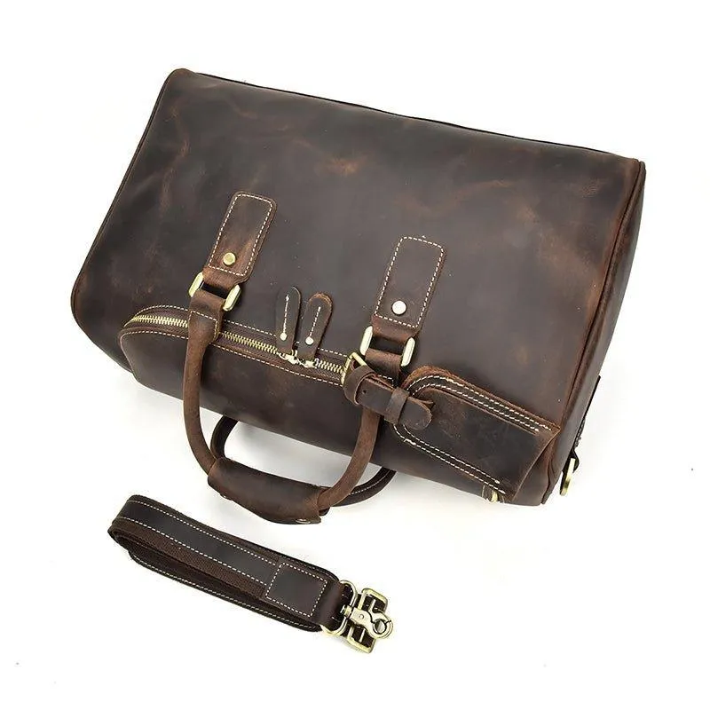 Woosir Crazy Horse Leather Vintage Luggage Duffle Bag