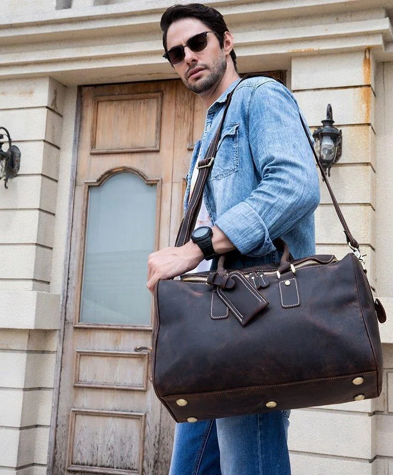 Woosir Crazy Horse Leather Vintage Luggage Duffle Bag
